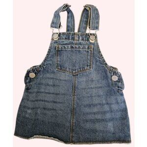 DENIM CO. Frayed Hem Classic Denim Overall Jumper Dress Girls Size 6-9 months